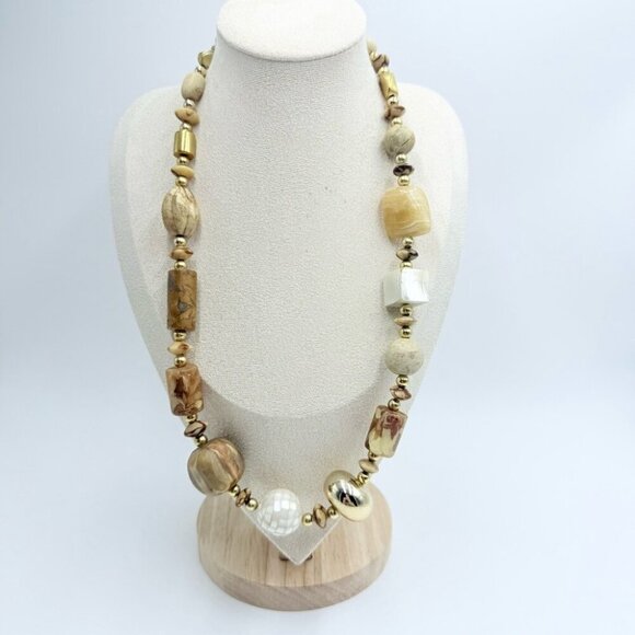 Himalayan Nepalese Indo Tibetan Chunky Beads MOP Agate Necklace - Picture 1 of 10